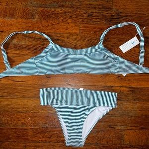 Brand New Green stripped swimsuit